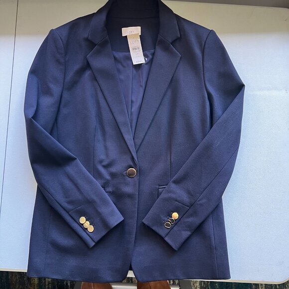 NWT ANN TAYLOR Notched One Button Blazer - Deep Navy  |10P - Picture 11 of 15